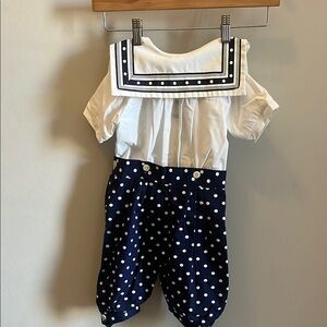 Mondays’s Child Nautical Outfit Pants & Shirt Size 3T Polka Dots Short Sleeves